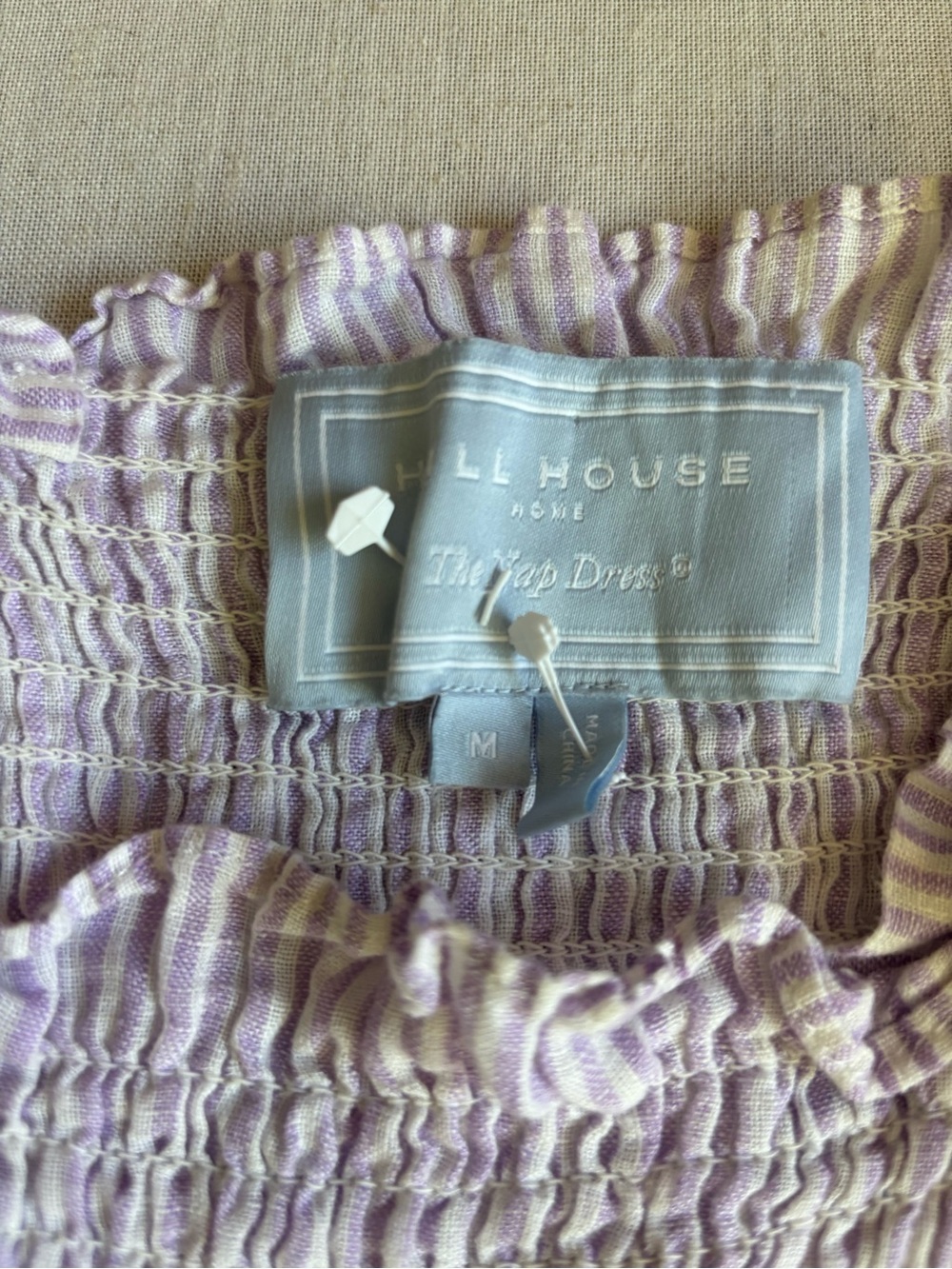 Hill House Home The Goldie Nap Dress Purple Gingham 100% Linen Midi Size M - Picture 3 of 9